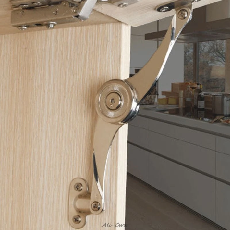 S-Shape Hydraulic Rod Adjustable Door Hinges Polished Lift Up Flap Stay Support Hardware For Kitchen Cabinet Furniture