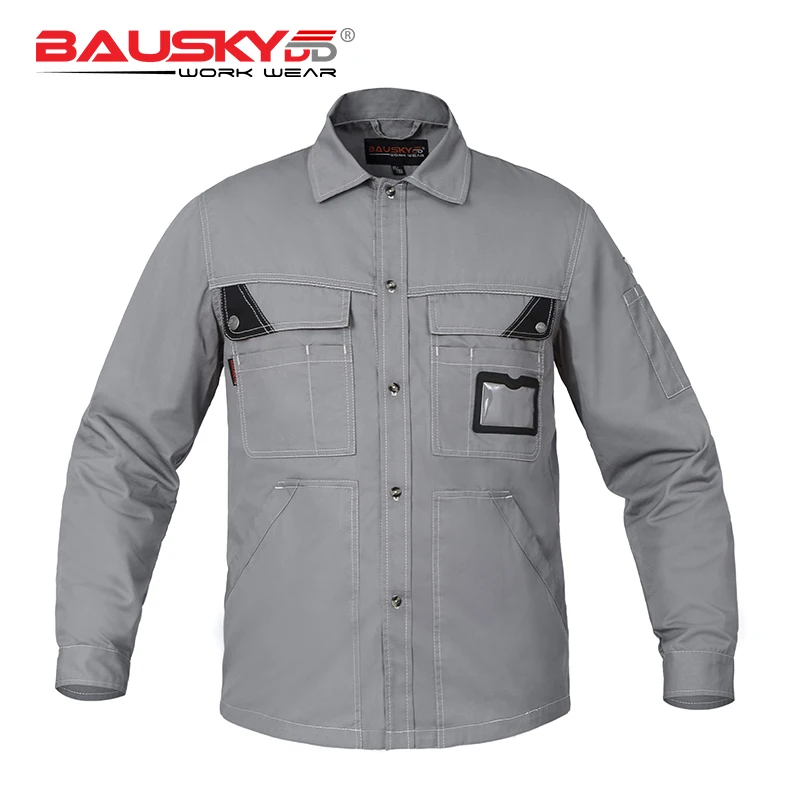 Mens Workwear Multifunctional Work Shirts Long Sleeves Multi Pockets Extra Large Size Mechanic Work Shirts Men