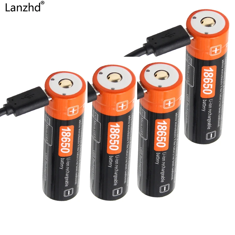 18650 Battery Li-ion 3.7v USB Rechargeable batteries 18650 2600mAh Actual High Capacity Micro USB DC-Charging Intelligent Cell