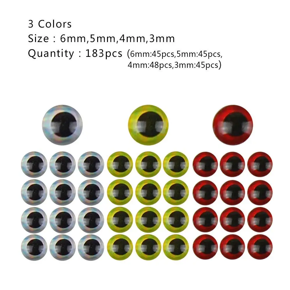 549Pcs 3mm 4mm 5mm 6mm 3D Fishing Lure Eyes Mixed Color Fly Tying Material Holographic Eye Fishing Accessories Sticker