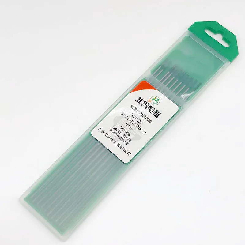 10Pcs Pure Tungsten Electrode WP 1/16 x 6 1.6mm x150mm Green TIG Rods For AC Aluminium Welding