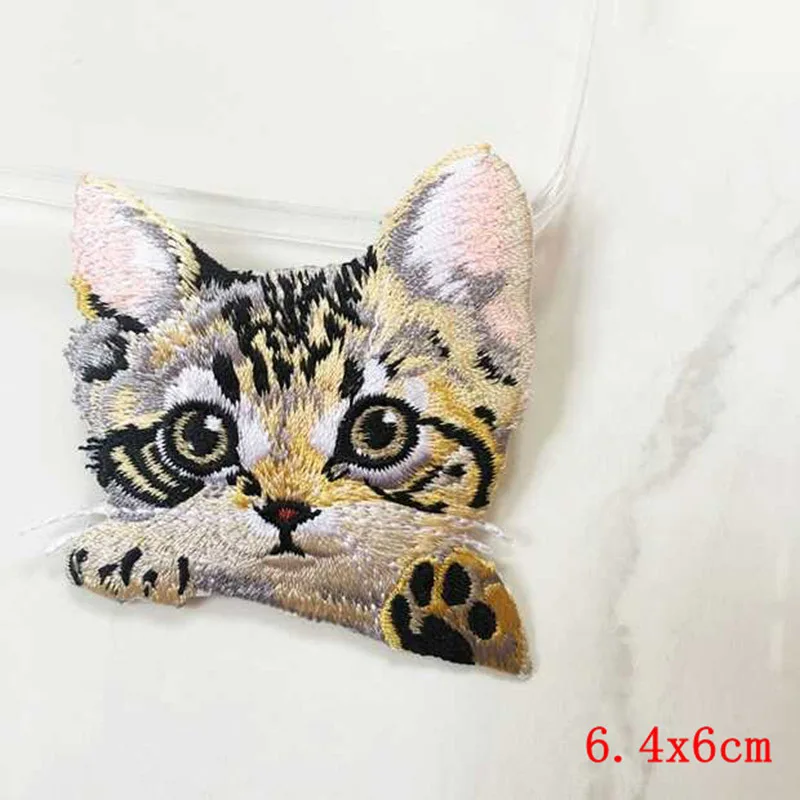 Toppe ricamate con gatto tascabile 3D per abbigliamento Adesivo fusibile Toppa per animali fai da te Toppe termoadesive su vestiti Applicazione per