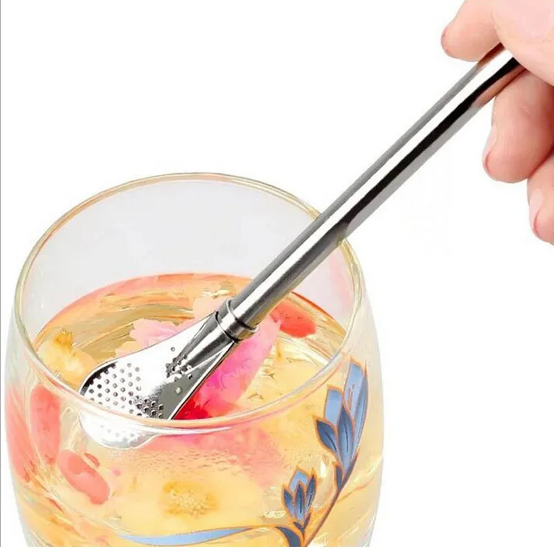 500pcs New 304 Stainless Steel Length 15.8cm Bombillas Straws Yerba Mate Filter Drinking Straw Reusable Bar Accessories  ZA1258