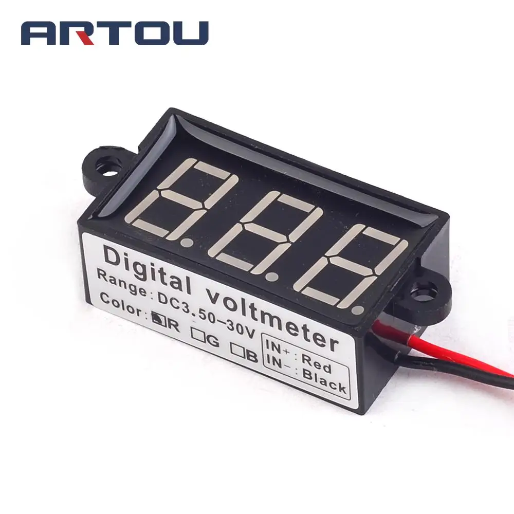 Waterproof Dustproof Shockproof Voltmeter 0.56 Inch 3.50-30.0V Two-wire Digital Display / Digital Voltage Meter