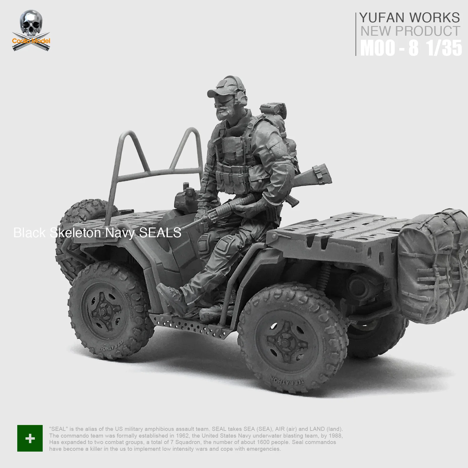 

Yufan Model 1/35 Resin Figure Soldier + Terrain Vehicle US Navy Seal Commando Model Kit MOO-08