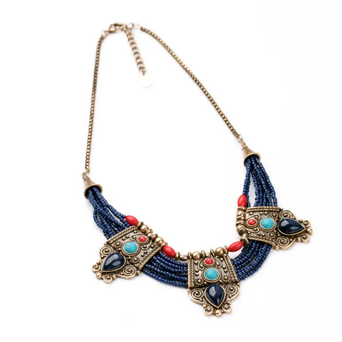 New Arrival Acrylic Zinc Alloy 2018 Hot sale small resin beads vintage ancient egyptian necklace NK231