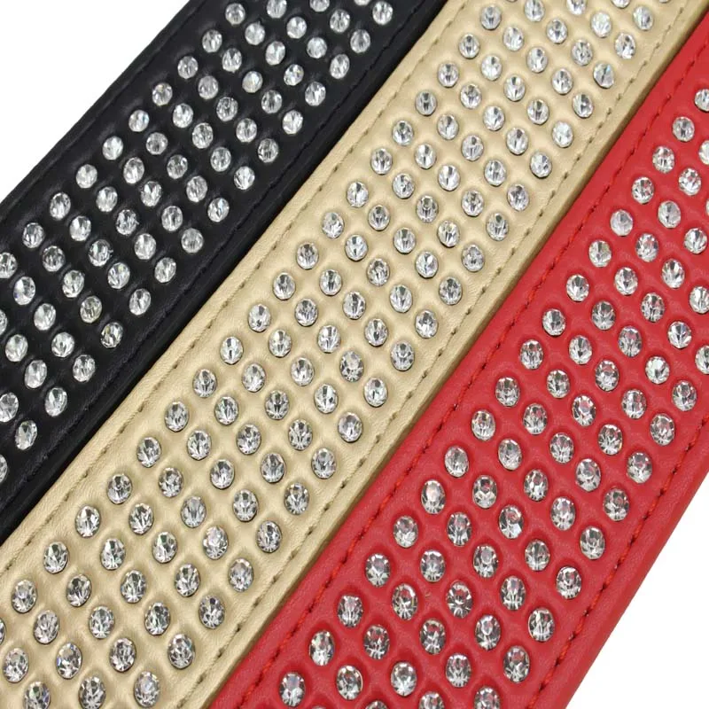 Strass In Pelle PU Dog Collari 5 Row Diamante Bling per Cani di Taglia Grande 5 cm di larghezza