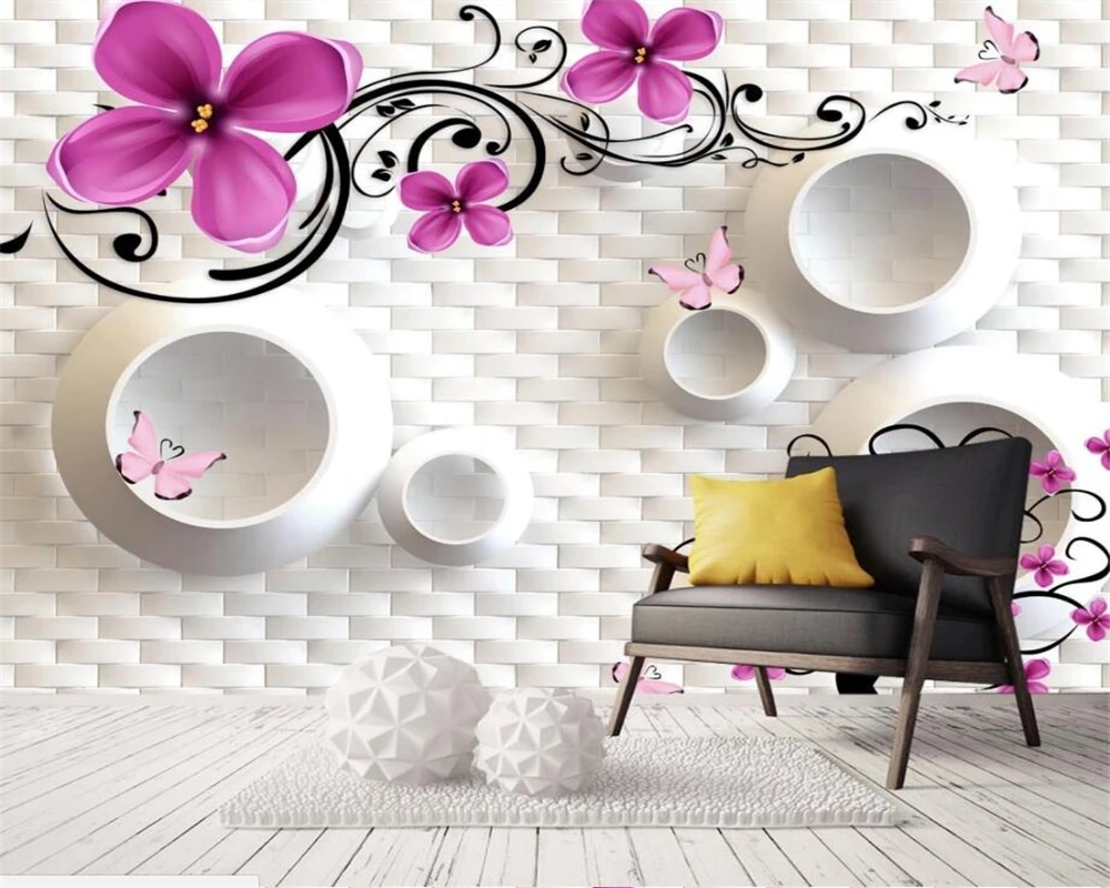 

Beibehang Custom Wallpaper Home Decorative Fresco 3D Vicula Pattern Purple Flower Mural TV Background Wall 3D wallpaper photo