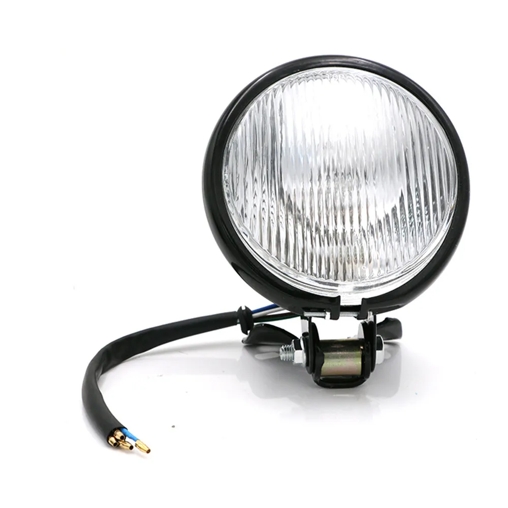 Universal Retro Metal Motorcycle Headlight Round 5 Inch 35W 12V with Holder for Harley / Suzuki High Quality