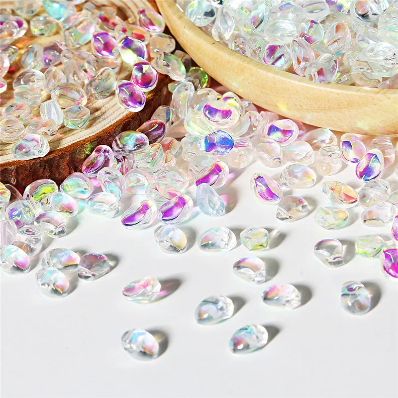 50Pc 6x8mm Bead Pendant Irregular Water Drops Glass Beads Manual Bracelet Necklace Hairpin Handmade DIY Jewelry Making