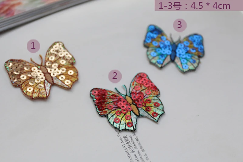 1PCS high quality yarn sequins butterfly embroidery patch Iron on patch for clothes with glue embroidery paste skirt decoration