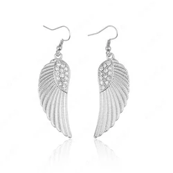 Elegant Retro Angel Wings Earrings Fashion Unique Rhinestone Feather Drop Dangle Earrings Gothic Jewelry for Women Gift