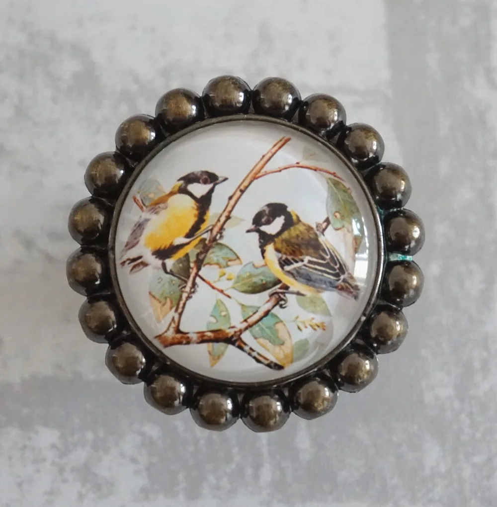 Two Birds--Drawer Knobs Vintage Cabinet Door Knob DIY Art Furniture Closet Pulls Bronze Ancient Silver Dresser Knob Hardware