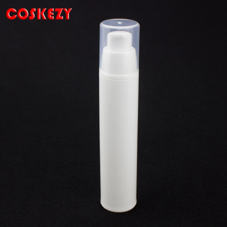 

50ml airless bottle empty white cosmetic packaging for sale, white airless pump bottle 1.7 oz