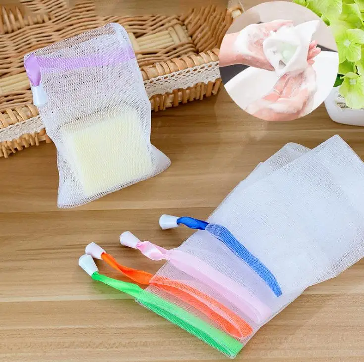 1000pcs/lot Fast shipping 9.5*15cm Soap Blister Mesh Soap Net Foaming Easy Bubble Mesh Bag Bath & Shower color Random SN047