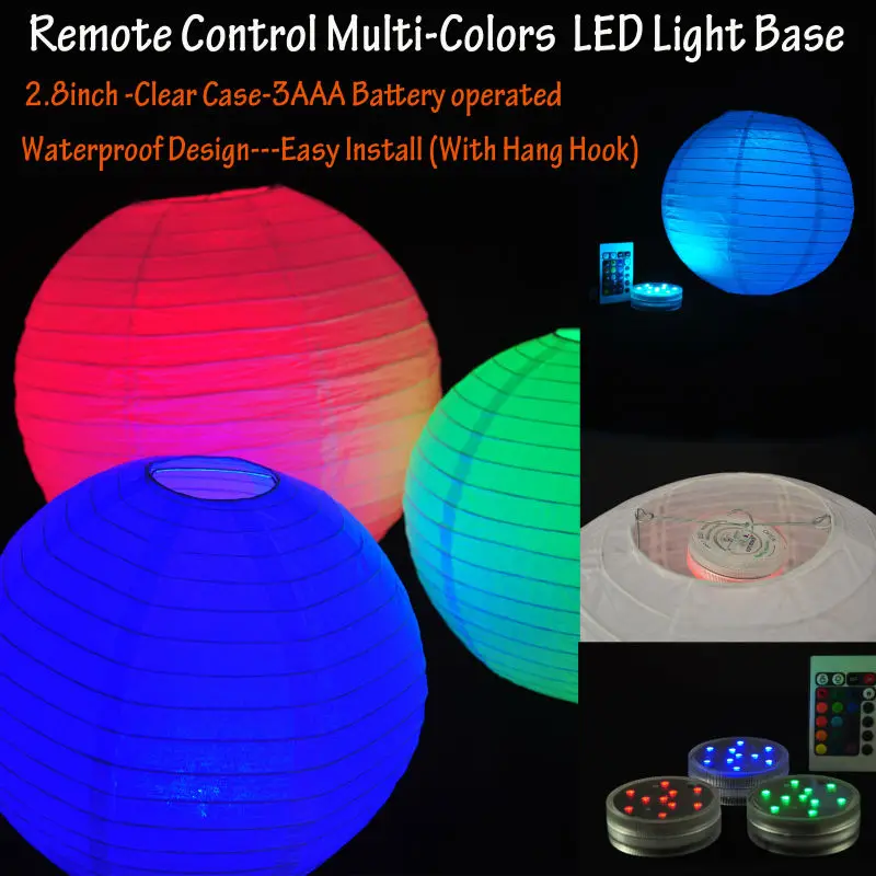 Super Quality!!! 24pcs/Lot RGB Color Changing Submersible Battery Mini LED Light Base For Inside Vase Paper Lantern Lighting