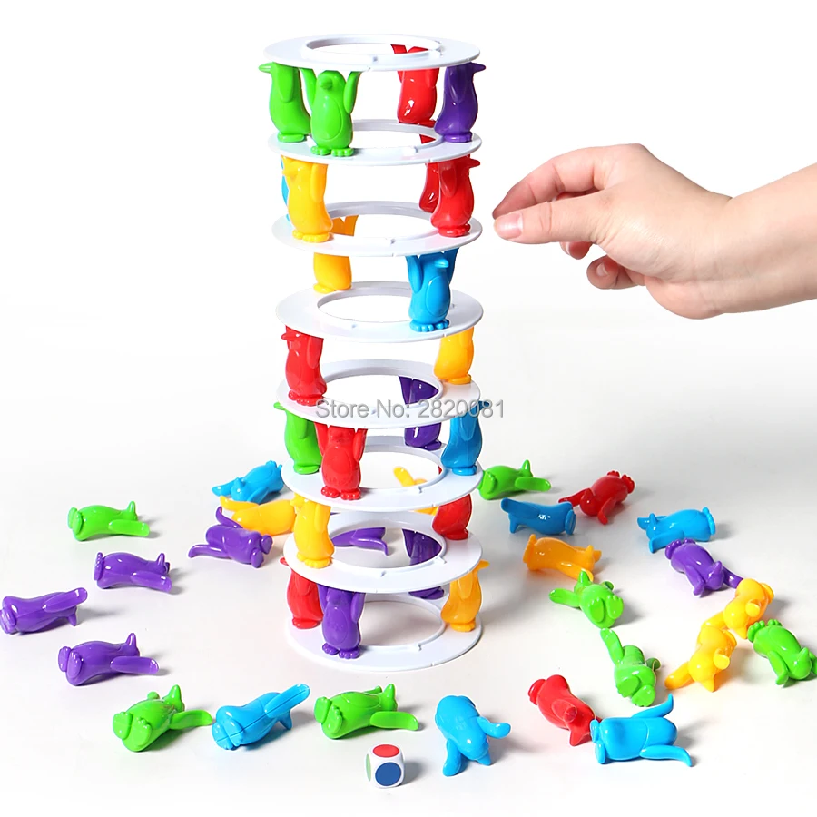 Penguin tower collapse novelty game for family Parent-child game toy set,balance tower crazy penguin crash tower challenge game