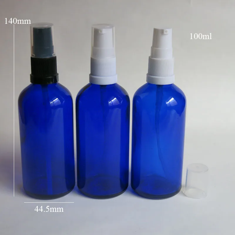 

100pcs Wholesale 100ML Blue Glass spray Bottles,100ml Essential Oil With Lotion Pump, 100ml glass perfume Pump Spray Bottles