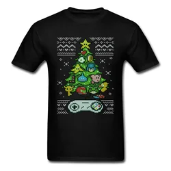 Classic Gamer Unit Christmas Tree Tshirts Xmas Video Game Control Funny Tshirts Round Collar Cotton Men Tops Tees Happy New Year