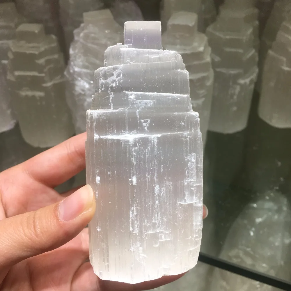 10cm SELENITE White Gypsum Skyscraper Castle Towers Gypsum Crystal Point 280g