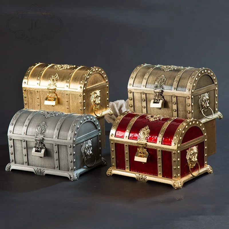 European Metal Jewelry Box, Storage Case, 2 Layers, Treasure Chest, Table Organizer, S, M, L, Z105