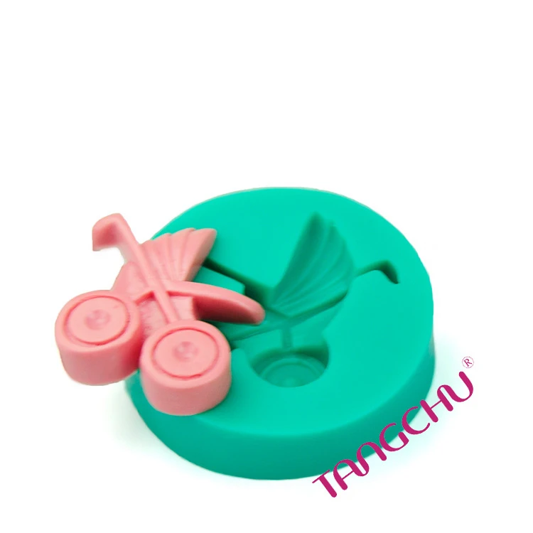 Baby Shower Stroller Fondant Cake Mold Chocolate Fondant Sugar Mold Silicone DIY Baking Tools E160