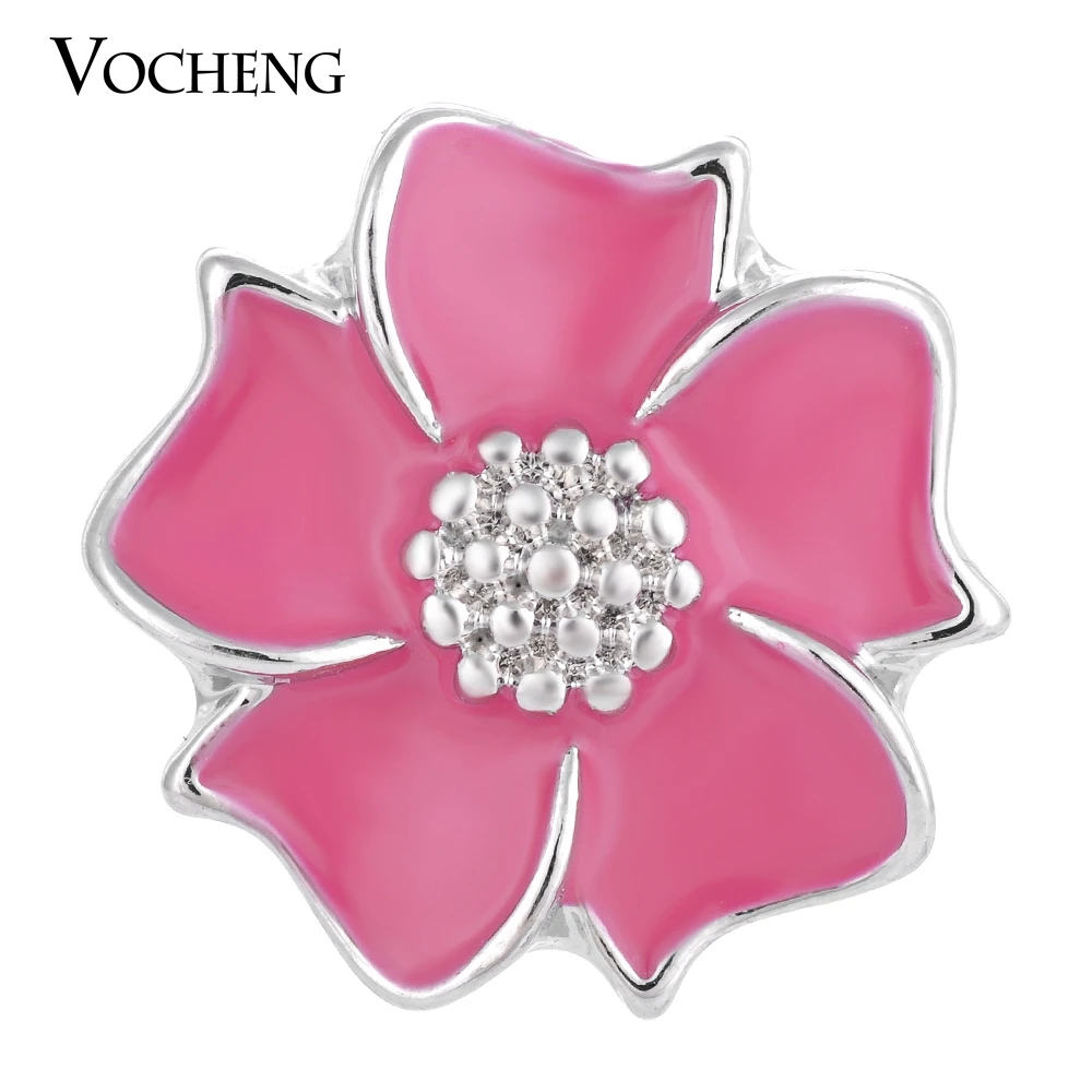 Vocheng Ginger Snaps 4 Colors 18mm Hand Painted Flower Charms Alloy Charms Vn-1326