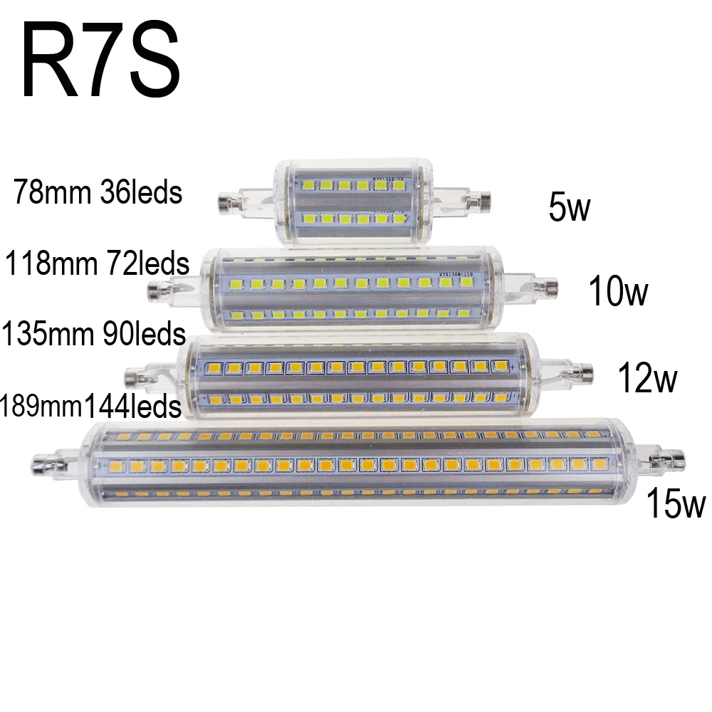 

10W r7s led 118mm 360 degree 5W 78mm lampadas led r7s bulb 12W 135mm 15W 189mm replace halogen lamp lamp 25mm diameter AC85-265V