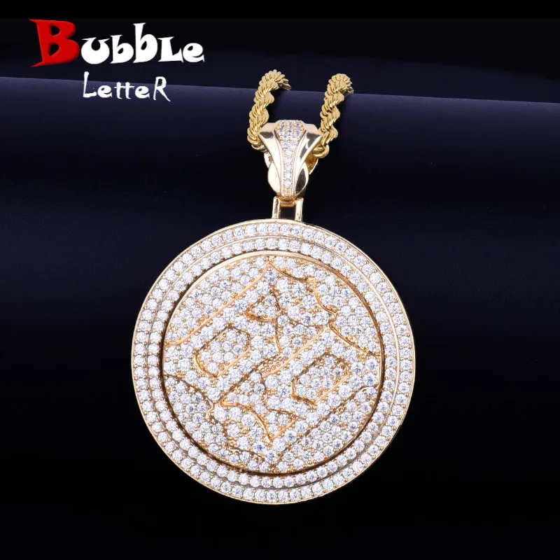 

Spinning Pendant Gold Color AAA Cubic Zircon Men's Hip Hop Necklace Jewelry