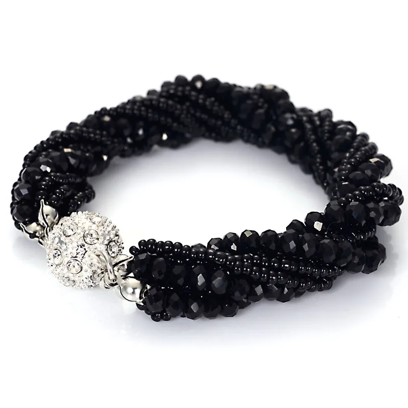 Miasol Fashion Multiple Layer Strands Crystal Seed Beads Charm Magnetic Bracelets Summer Jewelry B1470