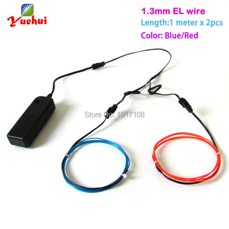 2021New 1.3mm 1Meter 2pieces Blinking  EL Wire tube rope flexible neon light with 3V inverter for toys/craft Wedding decoration