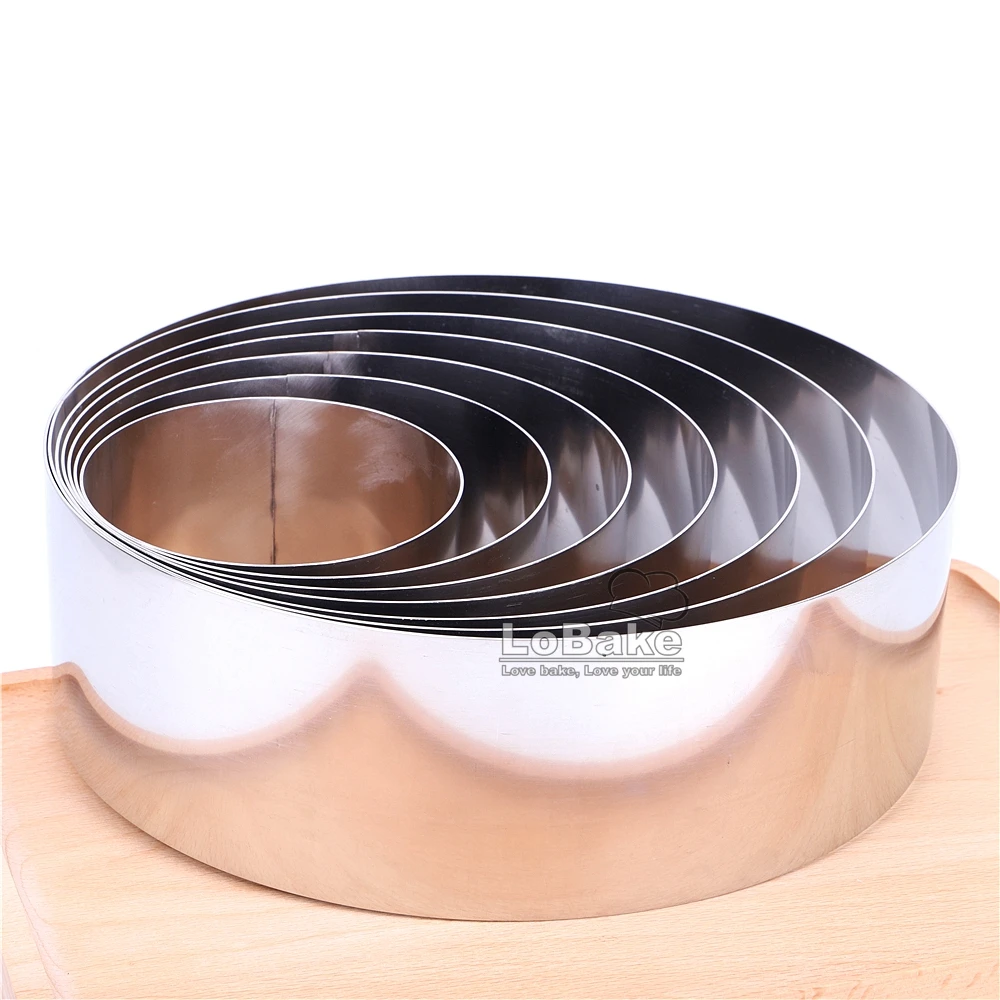 8cm height 4 - 10 inches smooth round shape stainless steel mousse ring plain cake mold cheese baking mould cakes DIY bakery