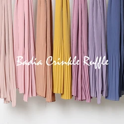 High Quality Women Muslim Malaysia Ruffle Chiffon Scarf Islamic Shawls Headwear Long Wraps Pleated Solid Plain Hijabs