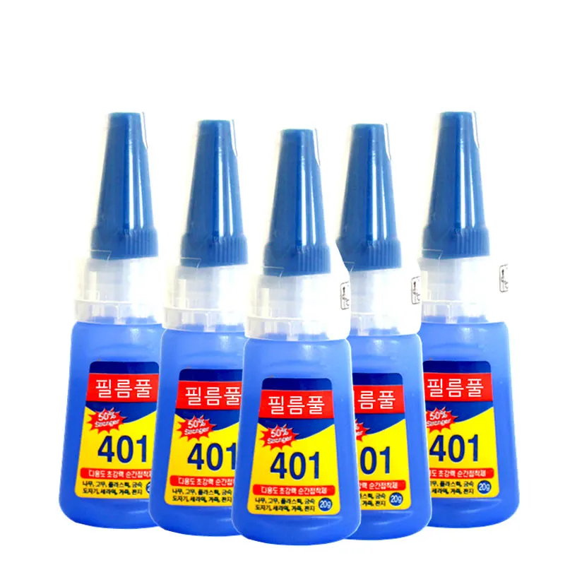 Korea Multifunction 401 Instant Super Glue 20g Super Liquid Glue Home Office School Nail Beauty Products Suitable for Wood Plast