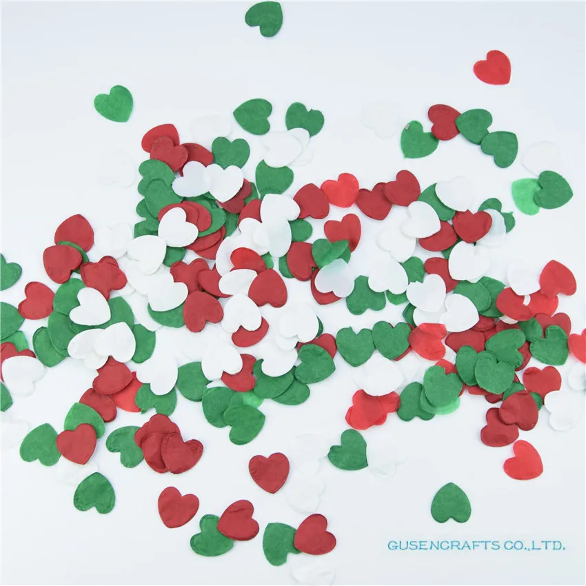 1500pcs Heart  Paper Confetti Party Christmas Table Decoration birthday party Decorative Supplies white deep green red