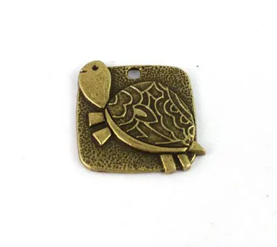 

FREE SHIPPING 100PCS Antiqued Bronze Turtle Square Charm A13629B