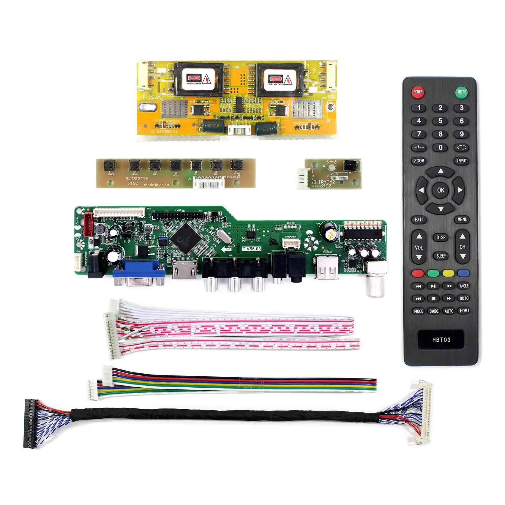 T.V56.03 for 17inch LCD Screen HD MI VGA AV USB RF LCD Controller Board USB Support Video M170EN06 M170EN05