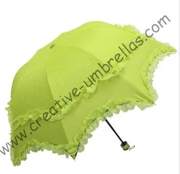 Sombrillas de princesa con revestimiento de plata y negro, parasol de bolsillo con protección UV y cordones arqueados, 100% de protección solar, UPF>50 +, varillas de 8k