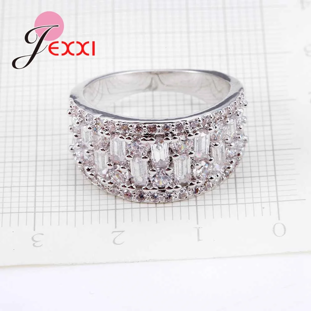 Crystal Engagement Rings for Women With AAA+ Clear Zircon Stone Hot 925 Sterling Silver  Wedding Jewelry Female Silver Anel