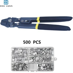 Stainless Steel fishing line pliers for sleeves 500pcs wire crimp sleeve Fishing Line Cutter crimping sleeves terminal tool