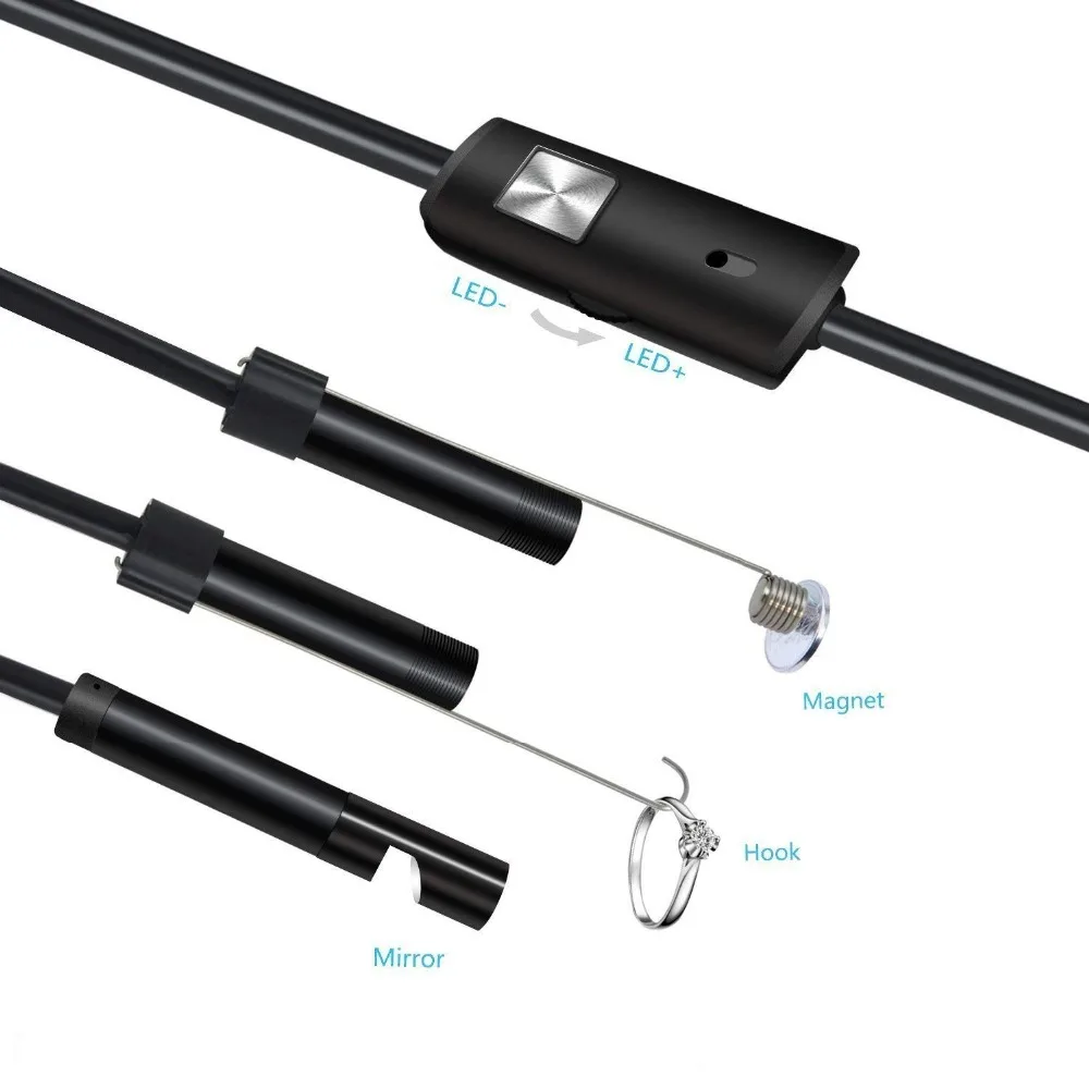 1080P HD Android endoscope Camera 8mm 2MP USB USB Borescope Tube 1M 2M 5M Snake Mini Cameras Micro Camera 8 leds For Android PC