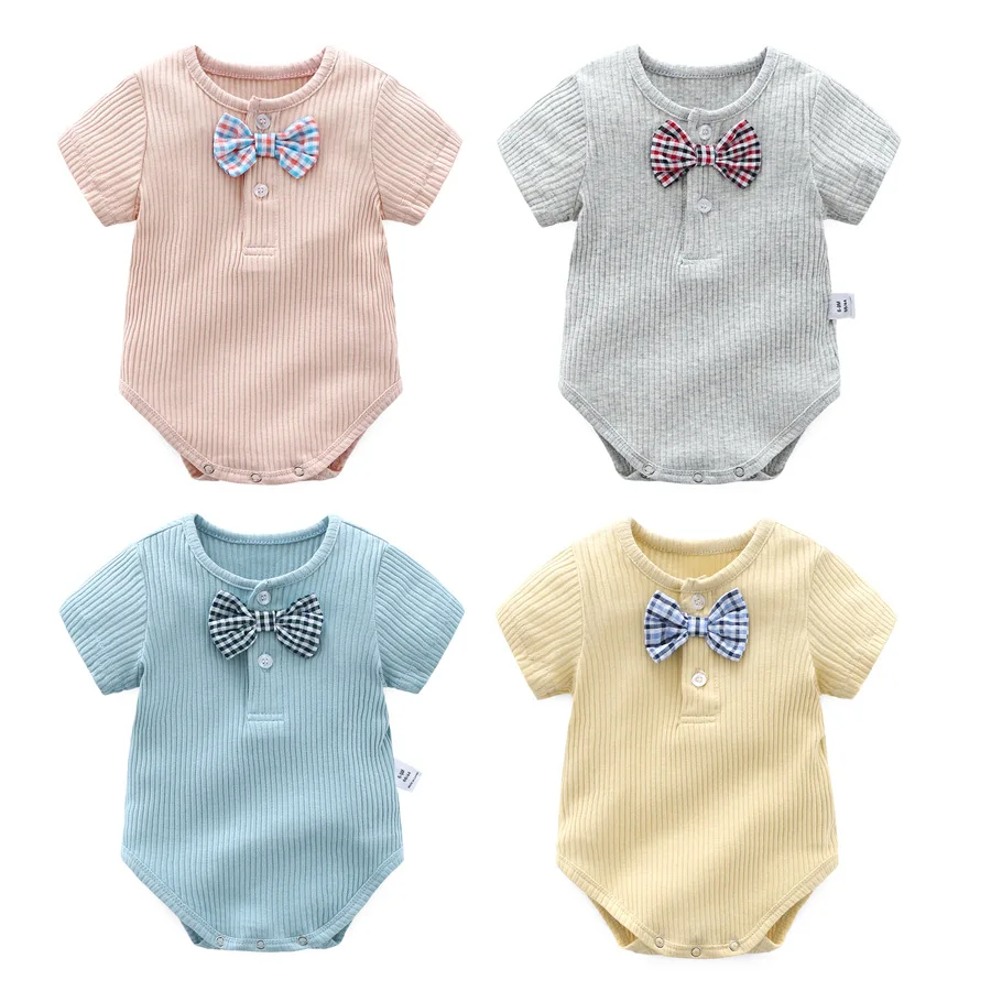 

Ins New bron baby boy and girls pit strip clothes Children Cute Fashion high cotton cute summer short sleeve bodysuit RM19034