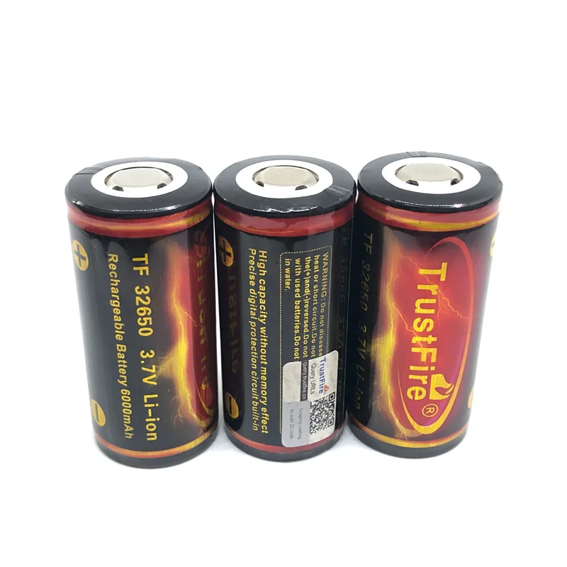 

Large Capacity High Quality TrustFire Battery 32650 3.7V 6000mAh Rechargeable Lithium Batteries Cell with PCB Protected Board