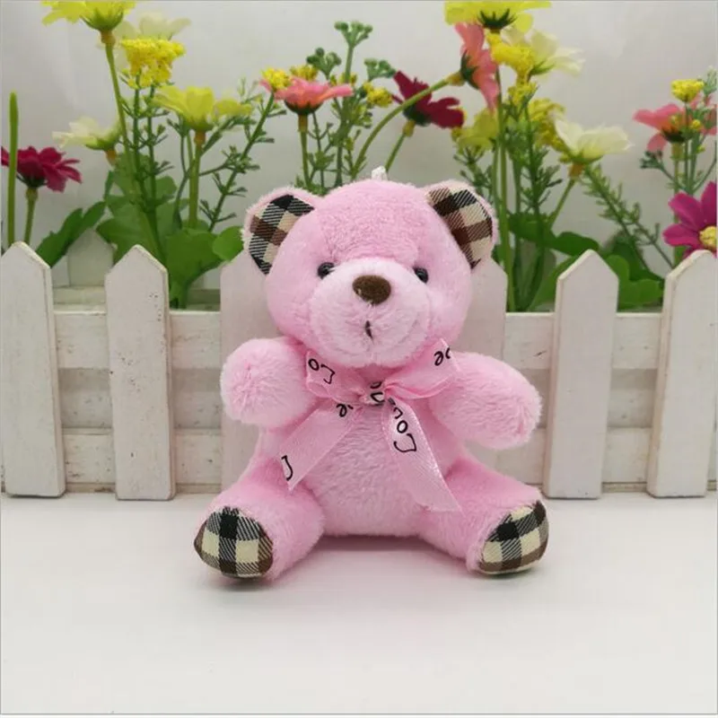 1PCS Cartoon Sitting Position Bow Bear Plush Toy Stuffed Animal Pendant Party Wedding Gift For Girl &Boy 10cm NEW