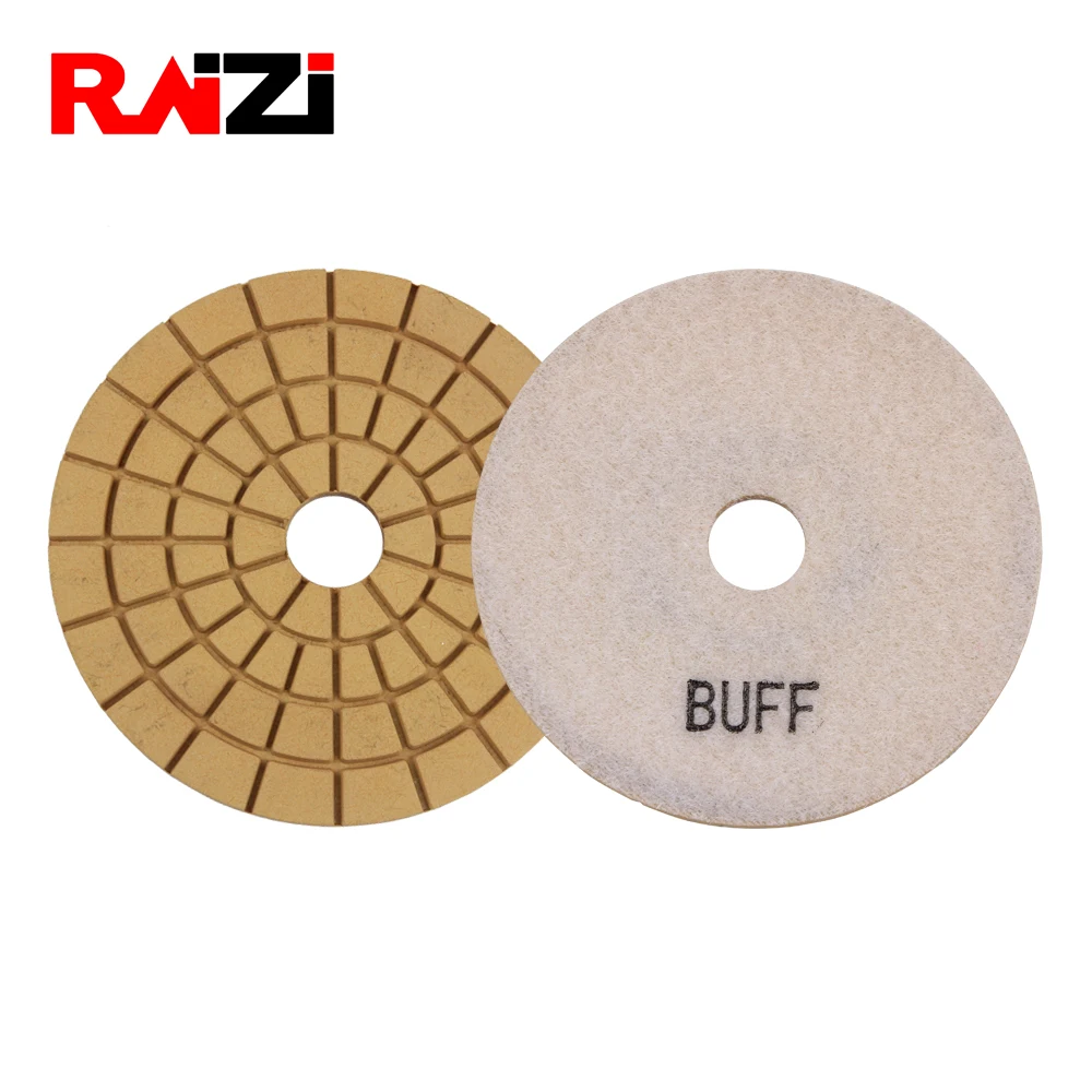 Raizi 95องศาความสว่าง4นิ้วเปียก Polishing Buff Pad/แผ่นสีขาว/สีดำหินแกรนิตหินอ่อน