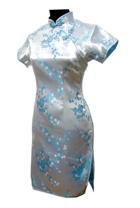 Qipao chino tradicional negro para mujer, Sexy Vestido corto, Mini Cheongsam hecho a mano, botón de flor, talla grande 3XL, 4XL, 5XL, 6XL