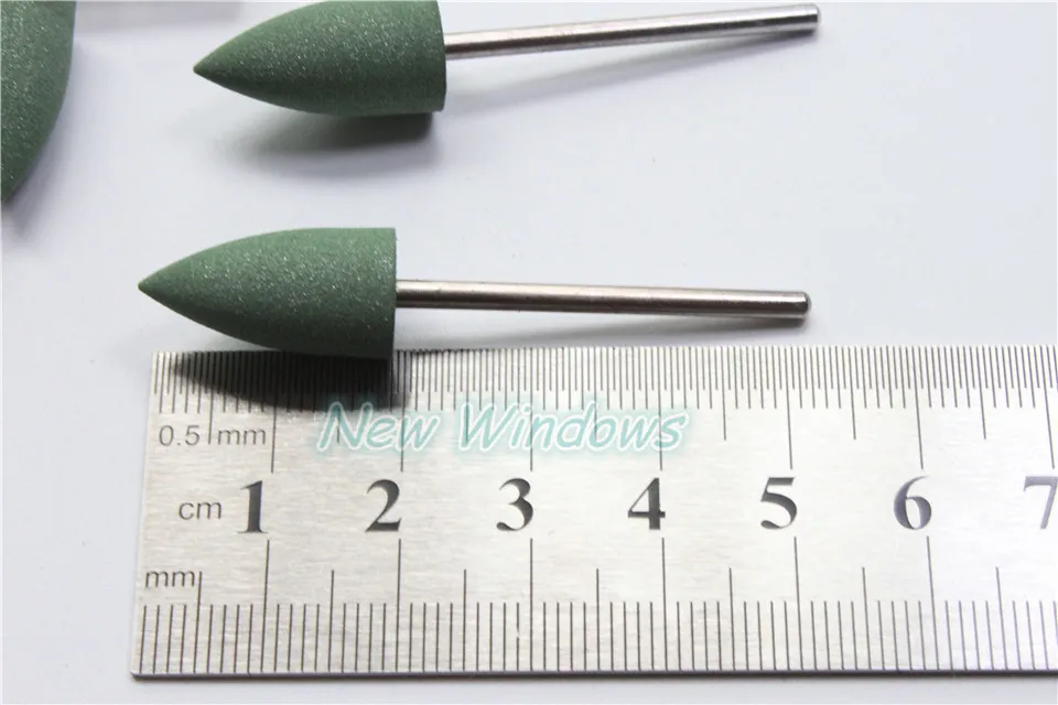 200Pcs Dentist Lab Green SILICONE Polishers 2.35mm Diamond polishing Burs