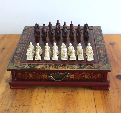 chess Gifts Wooden Roses Terracotta pieces Antique Three-dimensional Chessboard