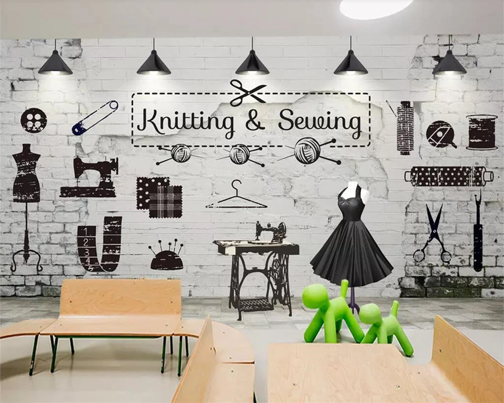 Custom Wallpaper Mural Brick Wall Clothing Store Image Wall Background Wall Mural Home Decor Tailor Shop Self-adhesive mural