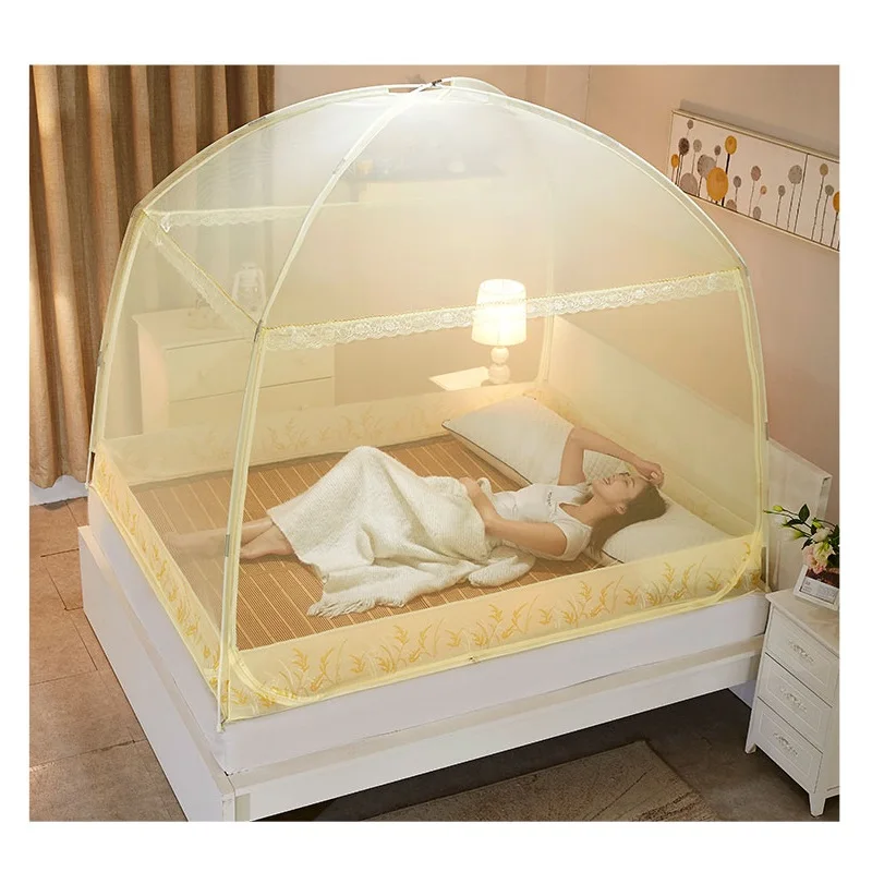 

Bedroom Adults Bed Mosquito Repellent Tent Three-door Mongolian Yurt Mosquito Net Student 1.2m Single Bed Mosquito Net 4 Colors